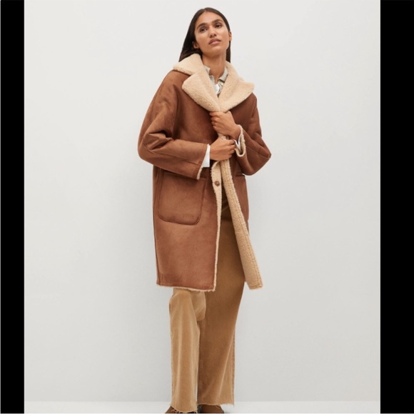 Mango Reversible Suede/Shearling Coat - Picture 4 of 15